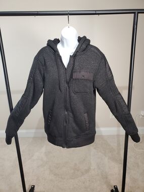 Machine Custom Co. Unisex Gray Sherpa Lined Utility Jacket Winter Hoodie Small